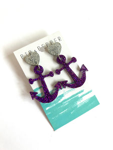 Anchor Dangle (Purple glitter)