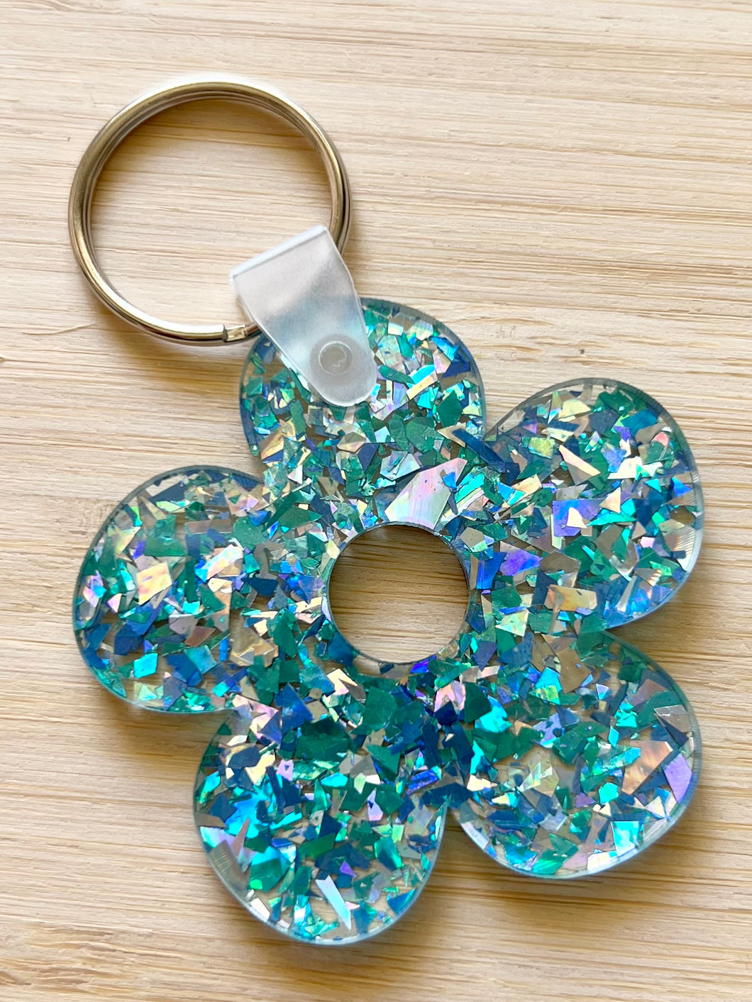 Flower Keychain (blue opal)
