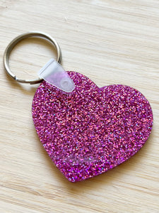 Heart Keychain (light purple glitter)