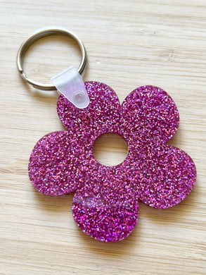 Flower Keychain (light purple glitter)