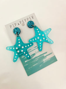 Starfish Dangles (Blue Jelly Glitter)